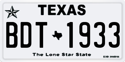 TX license plate BDT1933