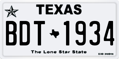 TX license plate BDT1934