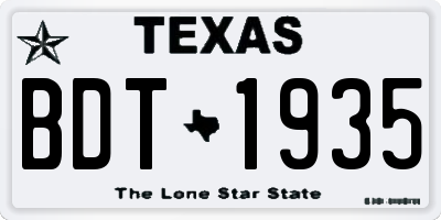 TX license plate BDT1935