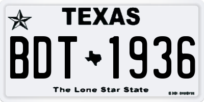 TX license plate BDT1936