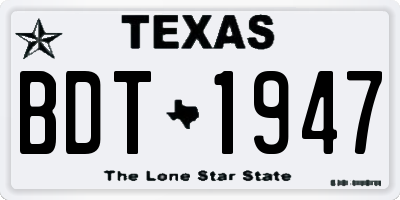 TX license plate BDT1947