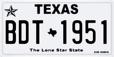 TX license plate BDT1951
