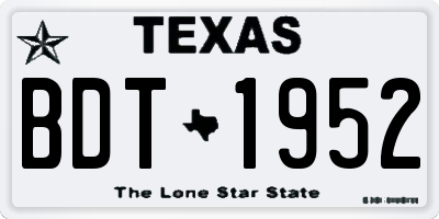 TX license plate BDT1952