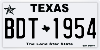 TX license plate BDT1954
