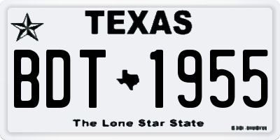 TX license plate BDT1955