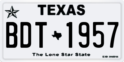 TX license plate BDT1957