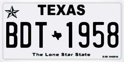 TX license plate BDT1958