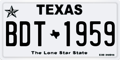 TX license plate BDT1959