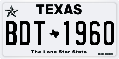 TX license plate BDT1960