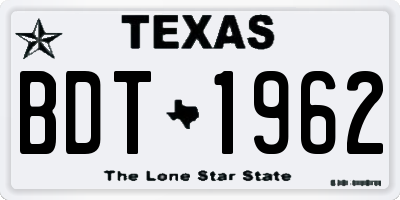 TX license plate BDT1962