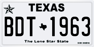 TX license plate BDT1963