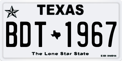 TX license plate BDT1967