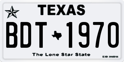 TX license plate BDT1970