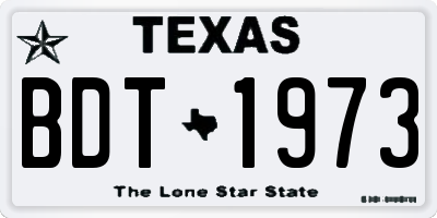 TX license plate BDT1973