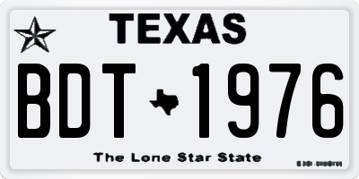 TX license plate BDT1976
