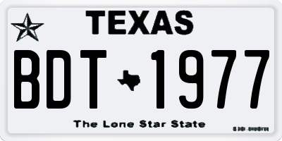 TX license plate BDT1977