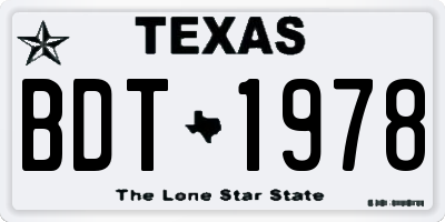 TX license plate BDT1978