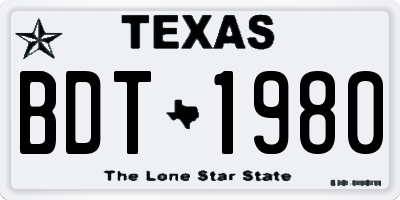 TX license plate BDT1980