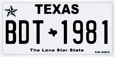 TX license plate BDT1981