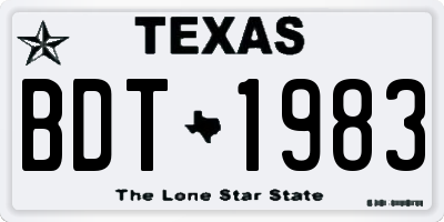 TX license plate BDT1983