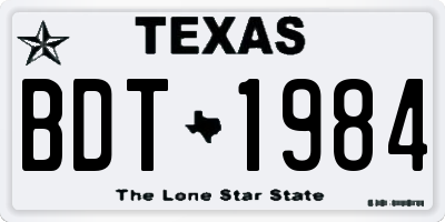 TX license plate BDT1984
