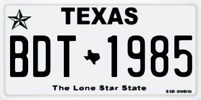 TX license plate BDT1985