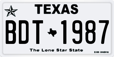 TX license plate BDT1987