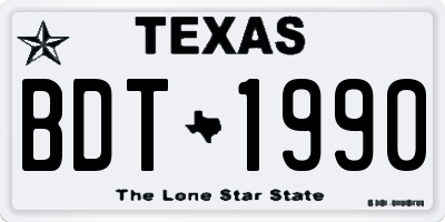 TX license plate BDT1990