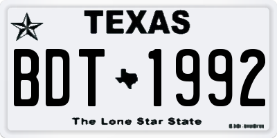 TX license plate BDT1992