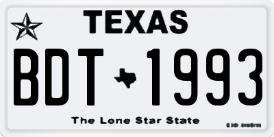 TX license plate BDT1993