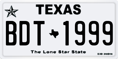 TX license plate BDT1999