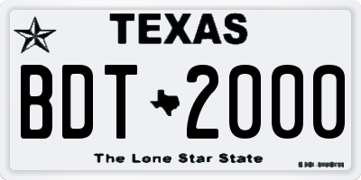 TX license plate BDT2000