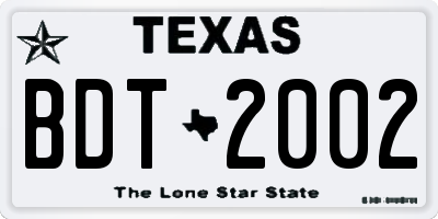 TX license plate BDT2002