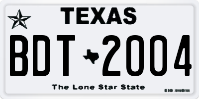 TX license plate BDT2004