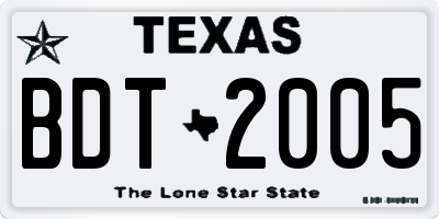 TX license plate BDT2005