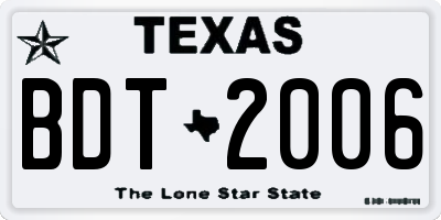 TX license plate BDT2006