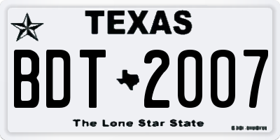 TX license plate BDT2007