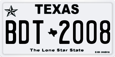 TX license plate BDT2008