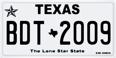 TX license plate BDT2009