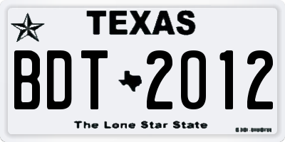 TX license plate BDT2012