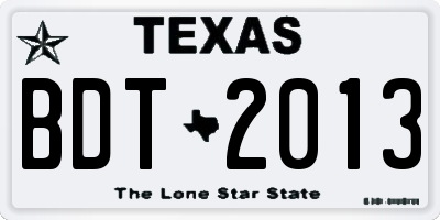 TX license plate BDT2013