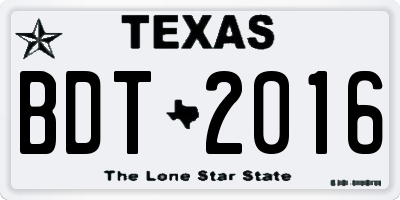 TX license plate BDT2016