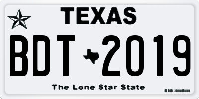 TX license plate BDT2019