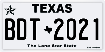 TX license plate BDT2021