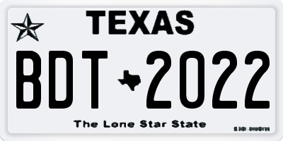 TX license plate BDT2022