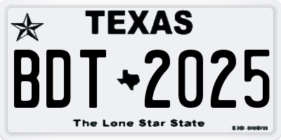 TX license plate BDT2025