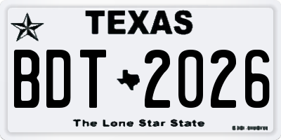 TX license plate BDT2026