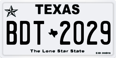 TX license plate BDT2029