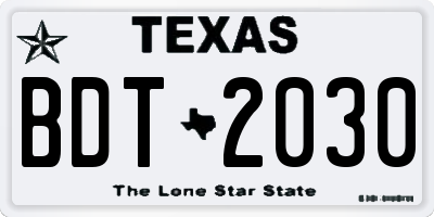 TX license plate BDT2030