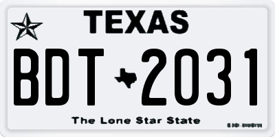 TX license plate BDT2031